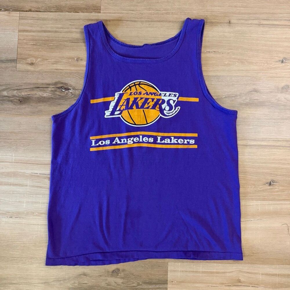 Vintage Los Angeles Lakers Purple Tank Top Single Stitch Size Large Kobe Bryant